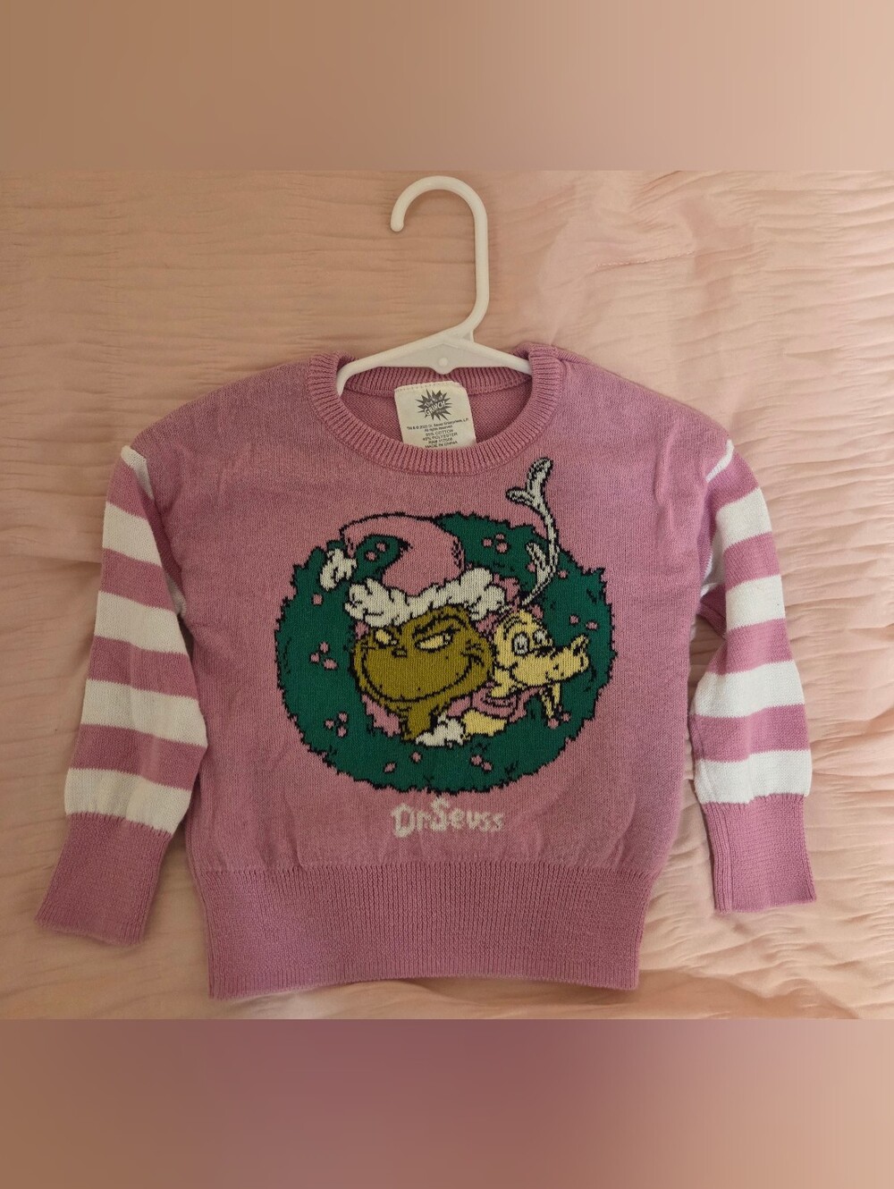 Dr. Seuss Pink Grinch Holiday Sweater Size 3T
